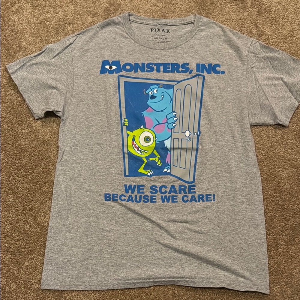 Pixar Monsters Inc. Gray and Blue Graphic T-Shirt